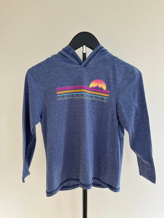 Adirondack Mountains Kids' Long Sleeve Hooded Tee - Blue - Picture 2 of 8